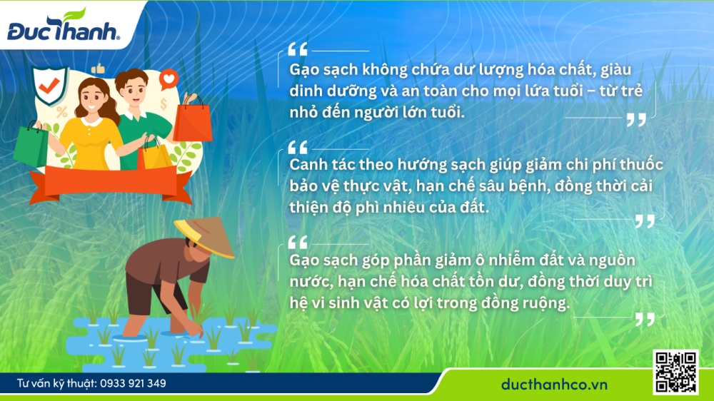 Hình 3. Gạo sạch – Lợi ích cho sức khỏe, đất và môi trường